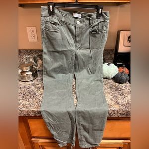 Olive green Ann Taylor Loft made and loved skinny jeans, back to school jeans